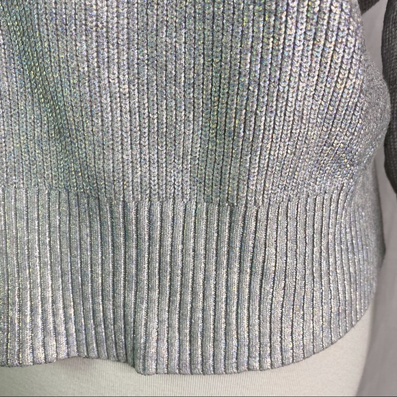BCBGMaxazria Womens Silver Holographic Sweater XS - Picture 5 of 10